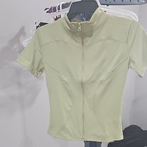 Olive Green Women's Zip-Up Top
